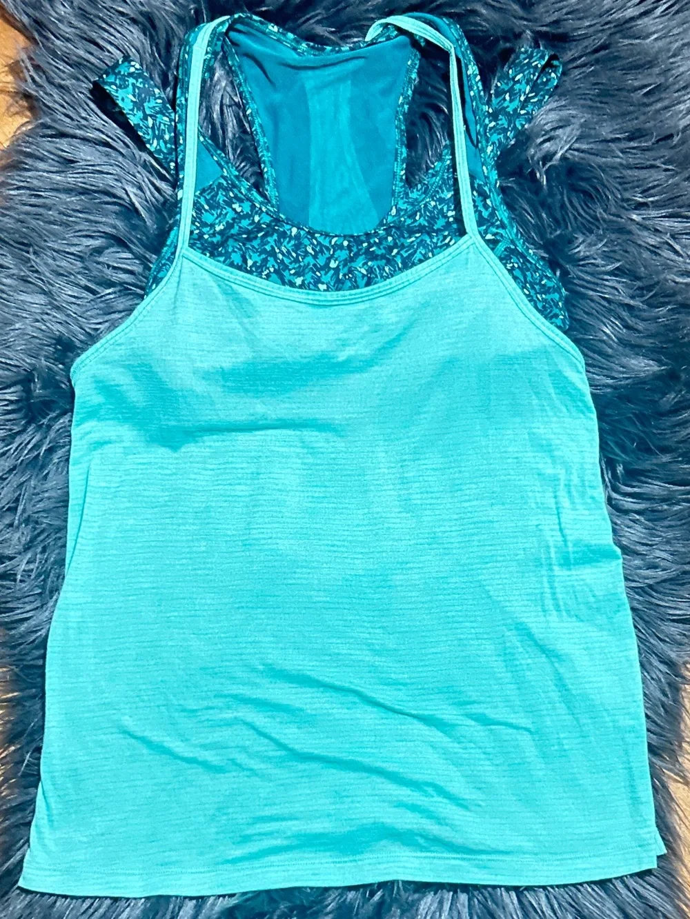 Lululemon Tough It Out Tank Mint Green Layered Tank Top Size 6